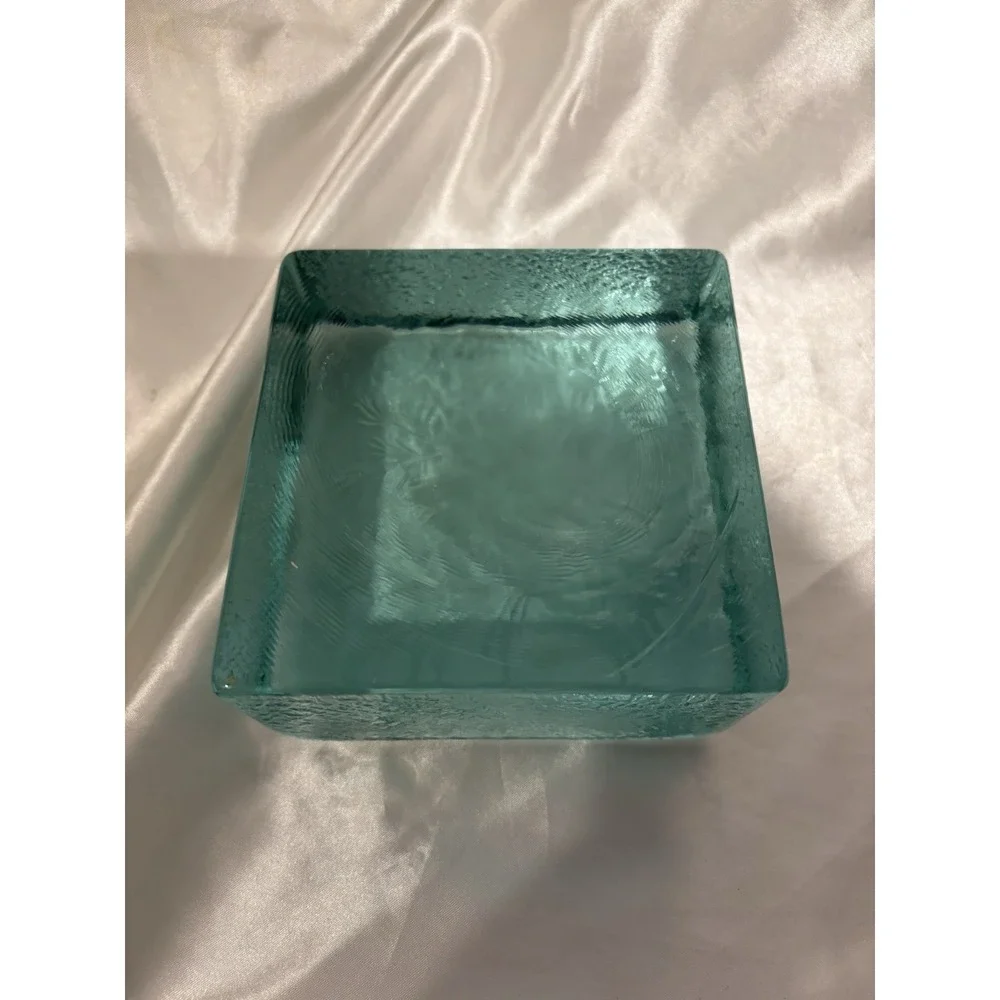 Etched Fish Paperweight Green Ice Block Signed Unique Carved Design